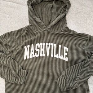 Striped Gray Hoodie with Nashville Print
